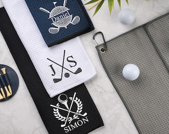Personalized Golf Towel,Embroidered Golf Towel,Custom Monogrammed Golf Towel,Groomsmen Gifts,Gifts for Dad,Personalized Gift for Golf Lover