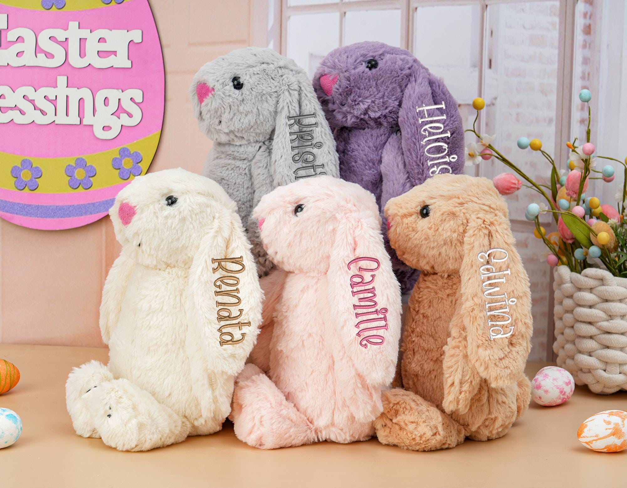 Personalized Plush Bunny Rabbit,Embroidered Bunny Rabbit,Monogrammed Bunny,Bunny Soft Plush Toy,Newborn Gift,Baby Shower Gift,Gift for Kids