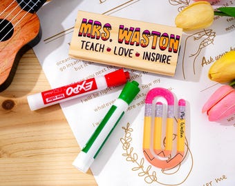 Borrador de pizarra personalizado para maestros, regalo de agradecimiento para maestros de fin de año escolar, borrador de pizarra, marcapáginas con clip, regalo de regreso a clases.