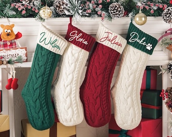 Embroidered Christmas Stocking,Personalized Family Christmas Stockings,2025 Knitted Family Stocking,Custom Name Stockings,Holiday Decor Gift