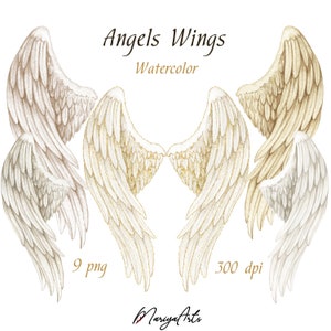 Clipart aquarelle d'ailes d'ange, PNG aile, ailes commémoratives, ailes blanches, ailes de fée, aile de paillettes d'or, superpositions de téléchargement numérique