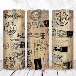 Postangestellte Tumbler Wrap PNG 20oz Skinny Tumbler Post Leben Mailman Vintage Post Sublimation Nahtlose Digital Sofort Download