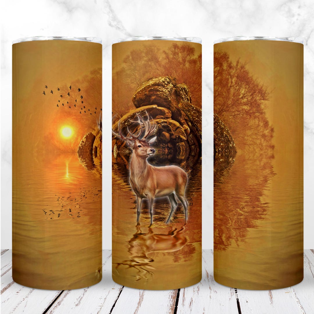 Deer Hunting Tumbler Wrap PNG 20oz Skinny Tumbler Hunting Deer Elk Deer ...