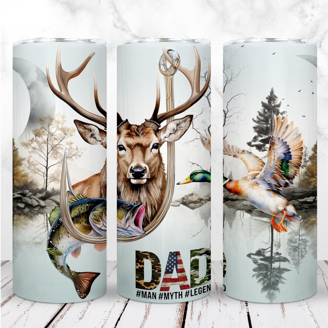 Hunting Fishing Tumbler Wrap PNG 20oz Skinny Tumbler Deer Bass Duck ...