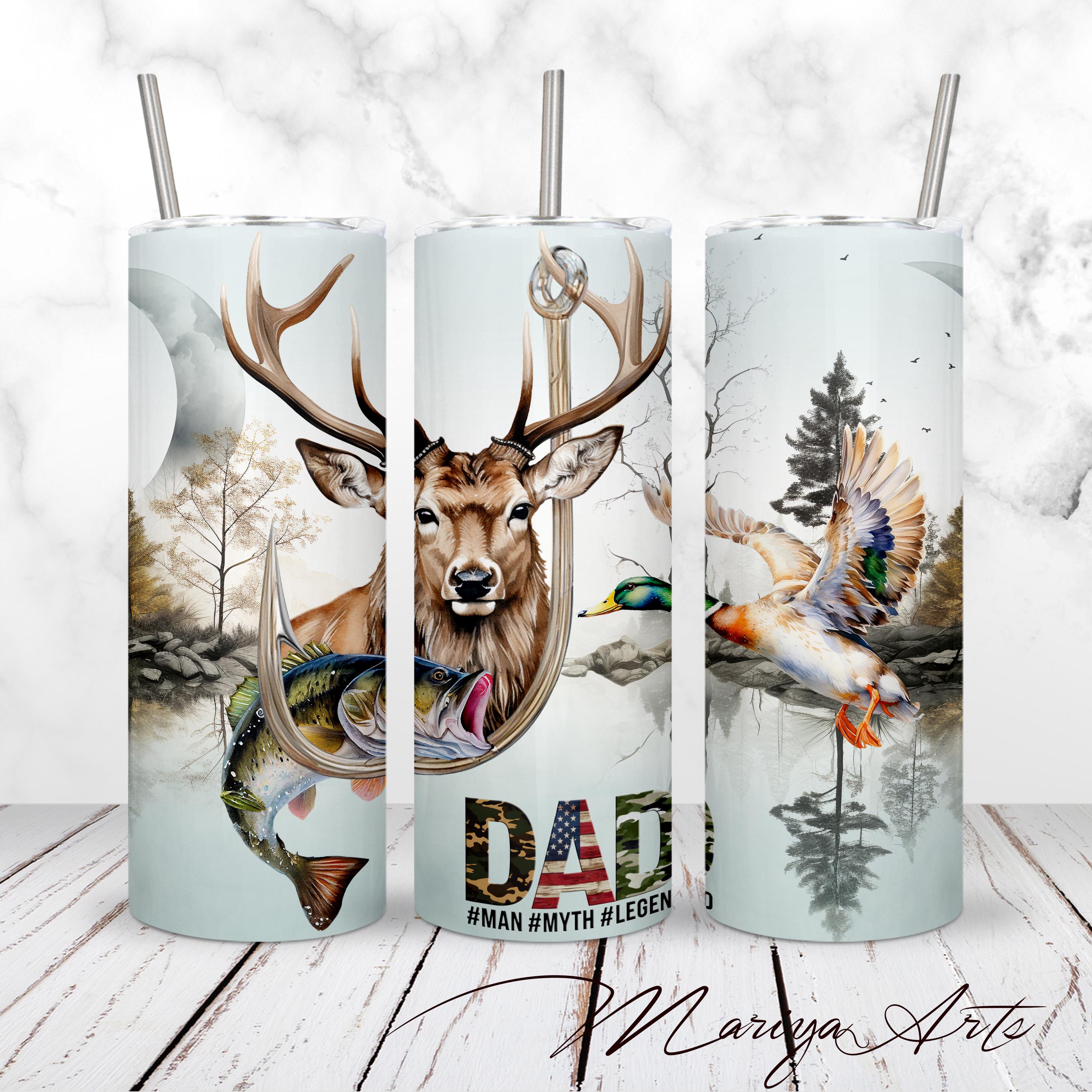 Hunting Fishing Tumbler Wrap PNG 20oz Skinny Tumbler Deer Bass Duck ...