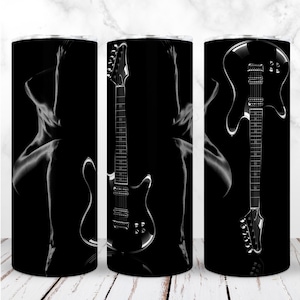 Envoltura para vaso de guitarra PNG Vaso delgado de 20 oz Diseño de sublimación de música de guitarra eléctrica Diseño digital recto sin costuras Descarga instantánea