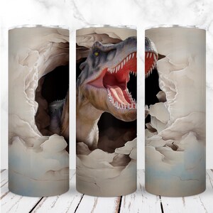 Dinosaurier Tumbler Wrap PNG 20oz Skinny Tumbler T Rex 3D Dinosaurier Höhle Dino Jurass Sublimation Nahtlose Digitales Design, Sofort Download