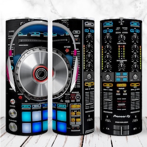 Gobelet DJ Wrap PNG 20 oz Gobelet skinny casque Musique nuit DJ Party contrôleur Sublimation Design numérique sans couture Téléchargement instantané