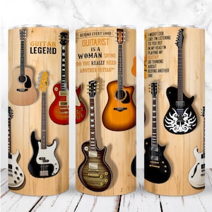 Gitaar Tumbler Wrap PNG 20oz skinny Tumbler muziek elektrische gitaar grappig sublimatie ontwerp rechte naadloze digitaal ontwerp direct downloaden