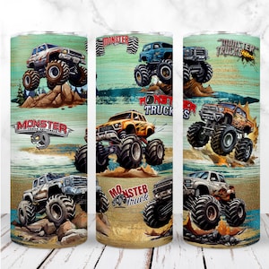 Monster Truck Tumbler Wrap PNG 20 Unzen Skinny Tumbler Sublimation Design Monster Trucks Kundgebung Nahtlos Gerade Digitales Design-Sofort Download