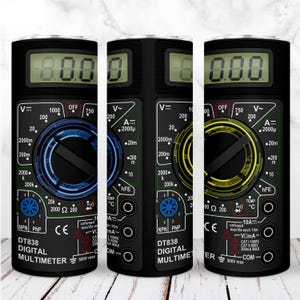 Elektricien multimeter beker wrap PNG naadloze 20oz magere beker sublimatie ontwerpsjabloon rechte digitaal ontwerp direct downloaden