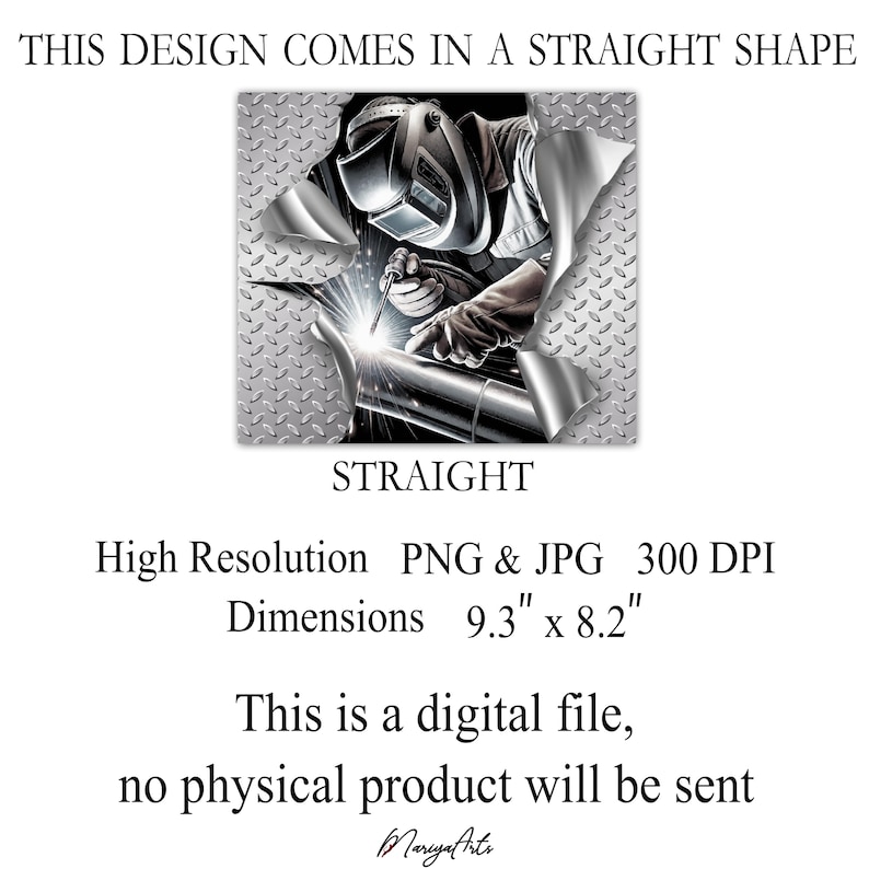 May include: A digital illustration of a welder working on a metal pipe. The image is in a straight shape and is 9.3 inches by 8.2 inches. The image is high resolution and is available in PNG and JPG formats at 300 DPI.