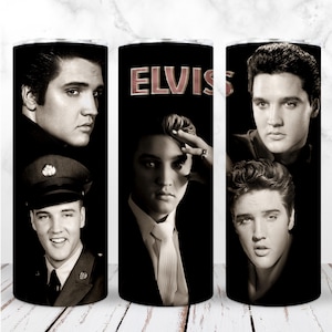 Elvis Tumbler Wrap PNG 20 Unzen Skinny Tumbler Der König Rock and Roll Popmusik Sublimation Nahtlose Digital Design, Sofort Download