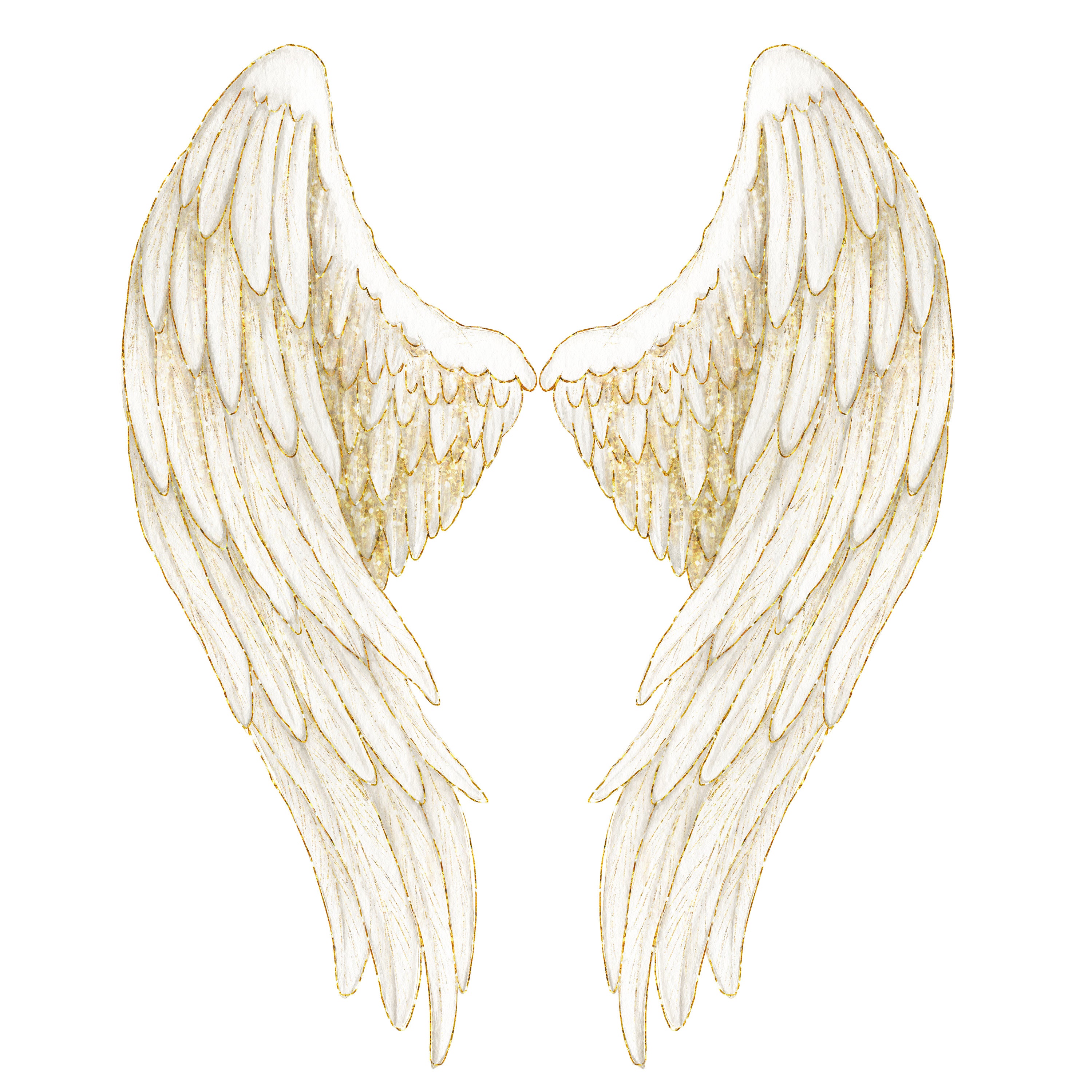 Gold Angel Wings Memorial PNG Watercolor