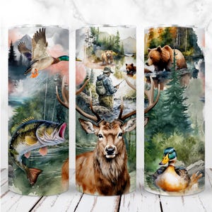 Chasse pêche gobelet Wrap PNG 20 oz gobelet maigre chevreuil achigan mâle pêche saison vie sublimation transparente conception numérique téléchargement immédiat