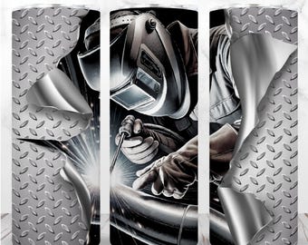 Welder Tumbler Wrap PNG 20oz Skinny Tumbler Welding Welder's Life Diamond Iron Metal Sublimation Seamless Digital Design Instant Download
