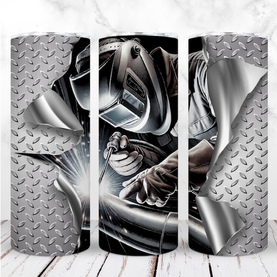 Welder Tumbler Wrap PNG 20oz Skinny Tumbler Welding Welder's Life Diamond Iron Metal Sublimation Seamless Digital Design Instant Download