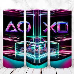 Gamer Tumbler Wrap PNG 20oz Skinny Tumbler Design a sublimazione Gaming Gamer Life Neon Sublimazione Design digitale senza soluzione di continuità Download immediato