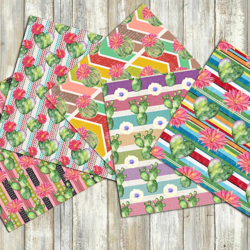 Cactus Succulent Digital Paper Pack Desert Cacti Seamless - Etsy