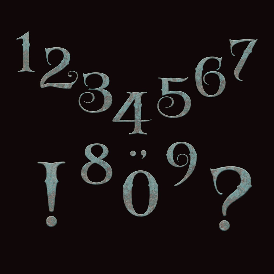 Old English Alphabet and Numbers Clipart Rustic Rusty Letters - Etsy