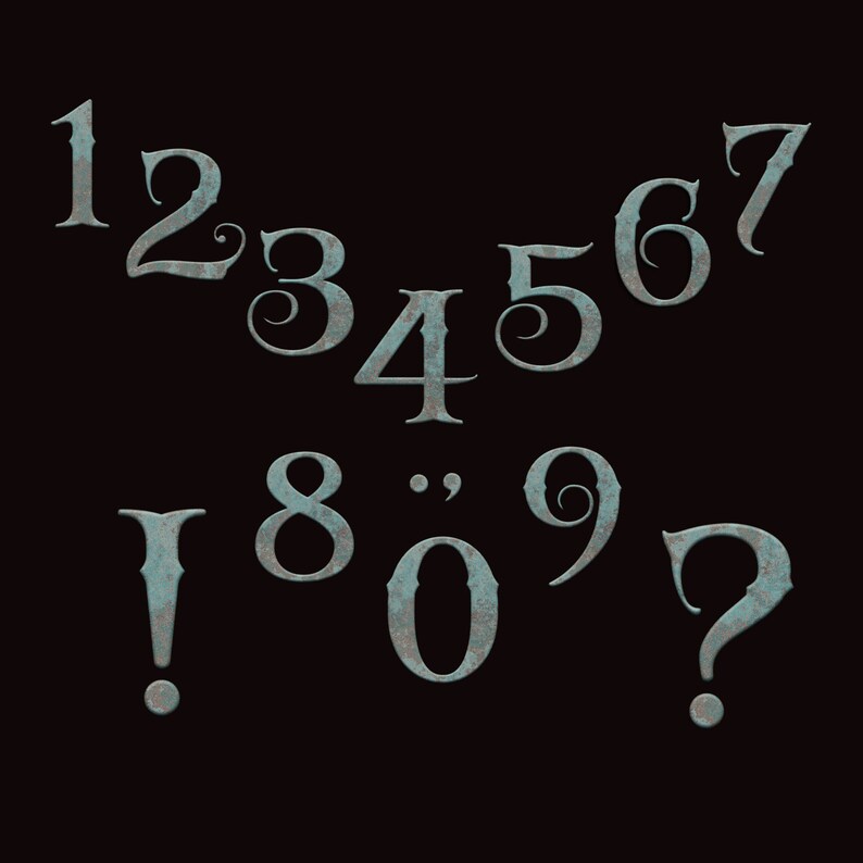 Old English Alphabet and Numbers Clipart Rustic Rusty Letters Etsy