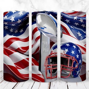 Amerykański kubek do futbolu amerykańskiego PNG 20oz Skinny Tumbler Super Bowl Amerykańska flaga Sport Sublimacja Bezszwowy projekt cyfrowy Natychmiastowe pobranie
