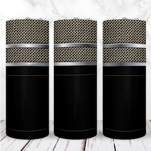 Microfoon beker wrap PNG 20oz mager beker muziek zanger muzikant karaoke DJ partij sublimatie ontwerp naadloos ontwerp direct downloaden