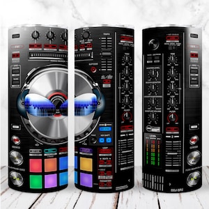 DJ Tumbler Wrap PNG Jockey Party Music 20oz Skinny Tumbler Muziek DJ Controller Mixer Sublimatie Naadloos Digitaal Ontwerp Instant Download