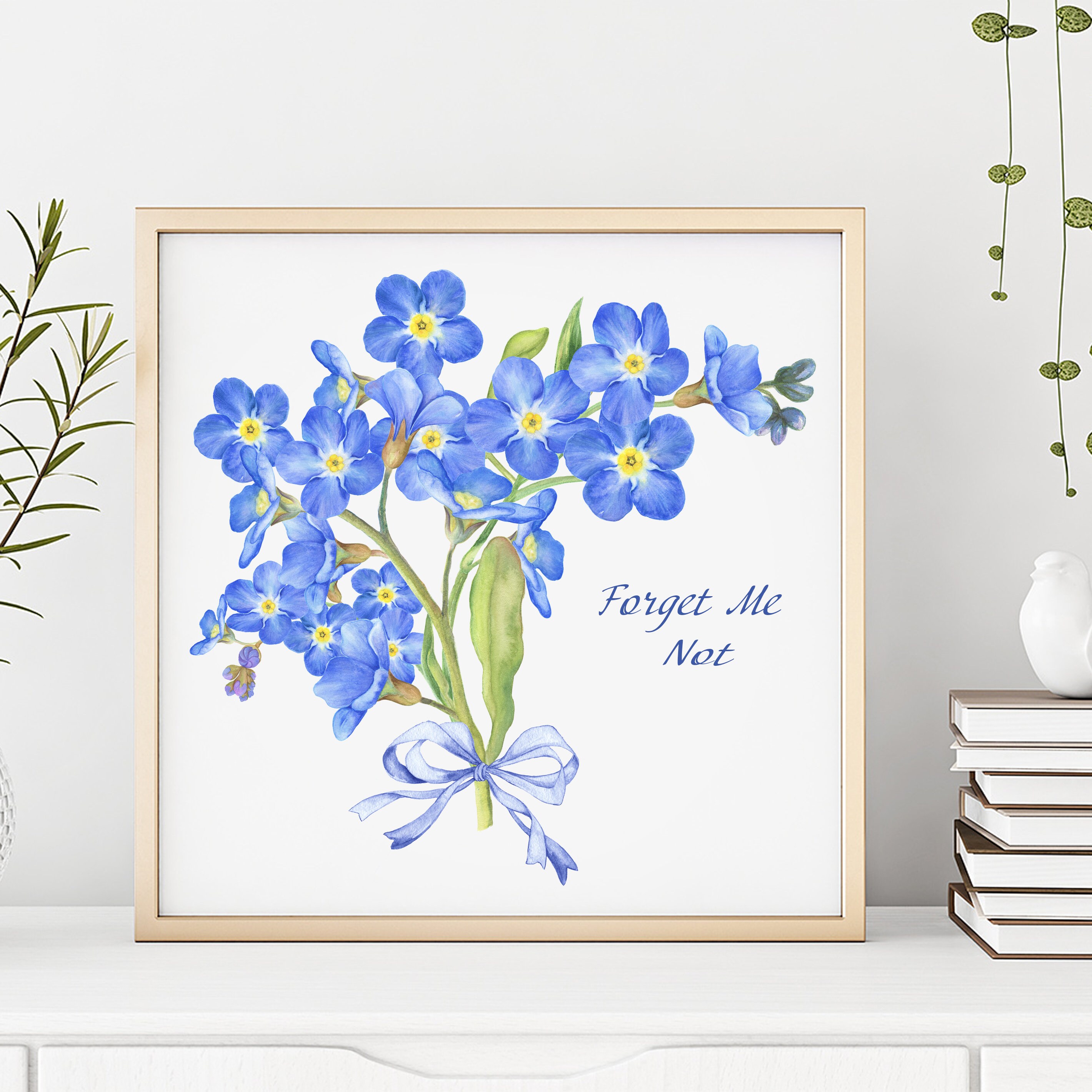 Forget Me Not Flower Clipart Watercolor PNG Blue Floral Wreath