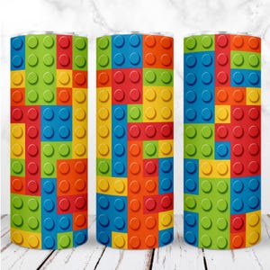 Building Blocks Tumbler Wrap PNG 20oz Skinny Tumbler Kids Toys Building Blocks Colorful Sublimation Seamless Digital Design Instant Download
