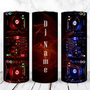 Gobelet DJ pour musique 20 oz Gobelet skinny 20 oz Nom de l'annonce Soirée techno Soirée vibrante mélomane Sublimation Design numérique transparent Téléchargement instantané
