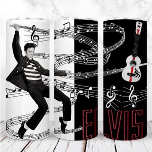 Elvis Tumbler Wrap PNG 20 Unzen Skinny Tumbler Der König Popmusik Sublimation Nahtlose Digitales Design, Sofortiger Download