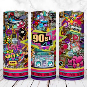 90s Tumbler Wrap PNG 20oz Muzyka miłość Klasyczny rock 90's Pop Art Retro Muzyka Vintage Uroczy Sublimacja Bezszwowy Cyfrowy Projekt Natychmiastowe pobranie