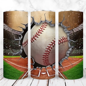 Baseball Tumbler Wrap PNG 20oz Skinny Tumbler Baseball Ball Baseball Sports Wall Hole Sublimacja Bezszwowy projekt cyfrowy Natychmiastowe pobranie