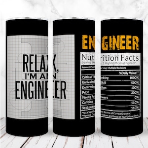 Emballage pour gobelet Engineer PNG 20 oz Engineer Life valeur nutritive gobelet mince sublimation transparente Conception numérique transparente Téléchargement instantané