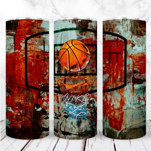 Kubek do koszykówki Wrap PNG 20oz Skinny Tumbler Graduation Senior Basketball Graffiti Sublimacja Bezszwowy projekt cyfrowy InstantDownload