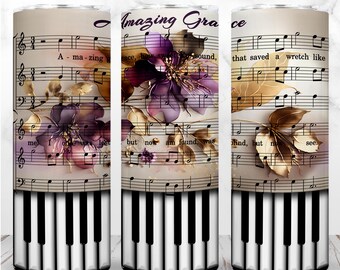 Incroyable grâce Christian hymne gobelet Wrap PNG 20 oz gobelet maigre musique sublimation transparente conception droite conception numérique téléchargement immédiat