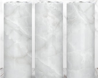 White Marble Tumbler Wrap PNG 20oz Skinny Tumbler White Stone Marble Background Neutral Sublimation Seamless Digital Design Instant Download