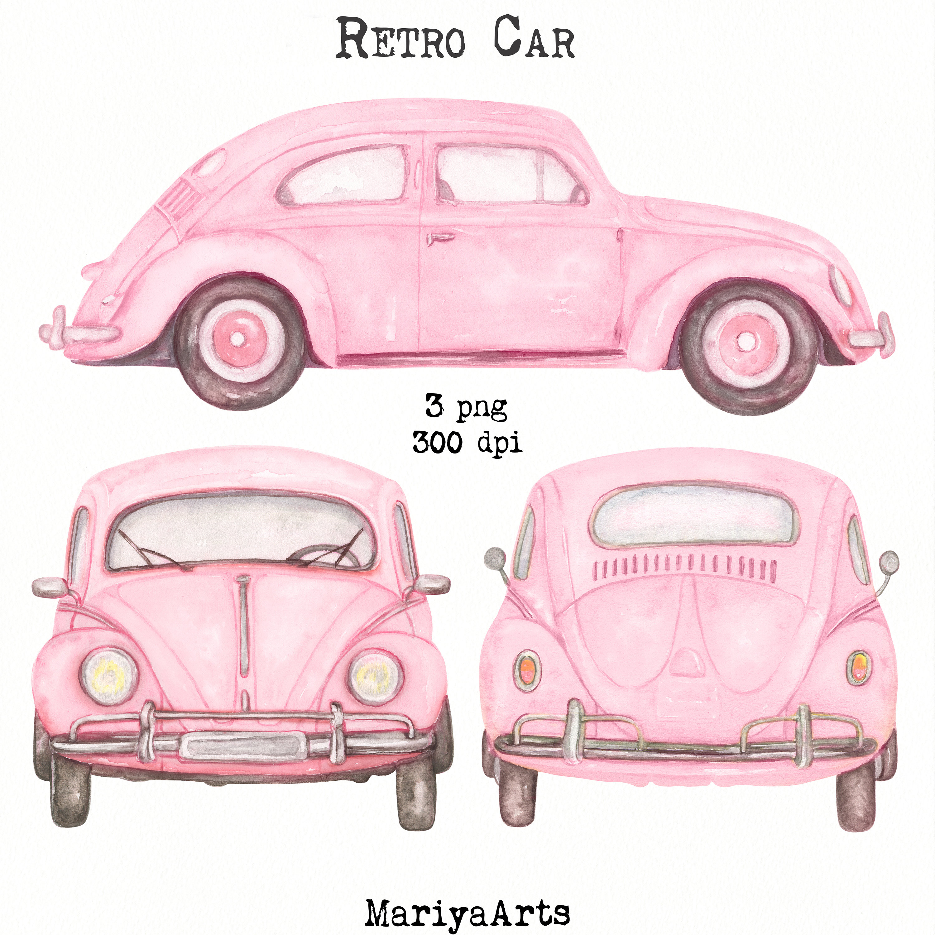 pink-retro-car-clipart-png-vintage-pink-car-images-retro-etsy