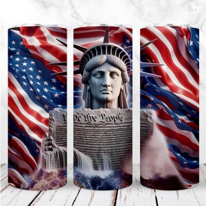 Envoltura para vaso We The People PNG, vaso delgado de 20 oz, bandera estadounidense, Constitución de EE. UU., 1776, diseño digital sin costuras por sublimación, descarga instantánea