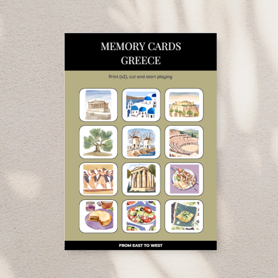 Memory Game Greece | Memory Cards Montessori | Educational Printables ...