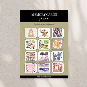 Juego de Memoria Japón | Tarjetas de Memoria Montessori | Imprimibles educativos para niños | Descubre la cultura y la belleza natural de Japón.