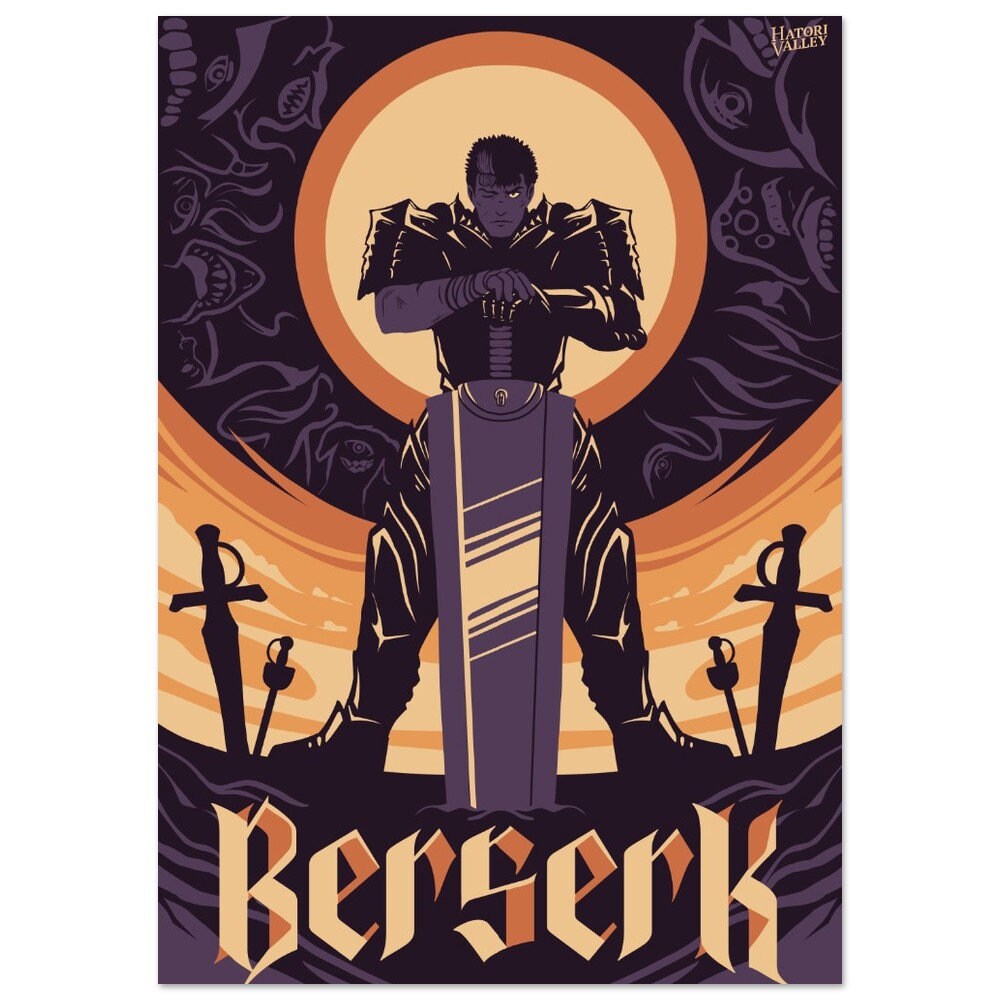 Berserk Kentaro Miura Anime Lona Poster Casa Pintura Da Parede