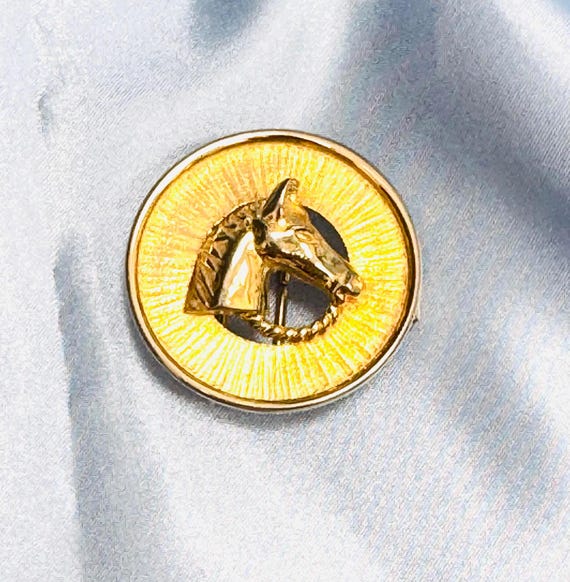 Signed 1979 Sm. Sz. Mimi Di N Gold Plated Horse W/ Textured  display picture 1