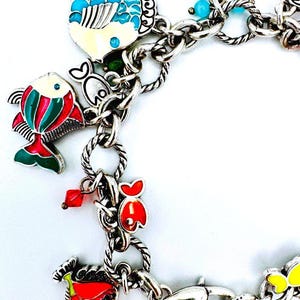 Brighton silver plated tropical fish various enamel colorscharm bracelet image 4