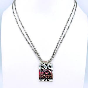Brighton Silver art deco double strand w/ rectangle scrolling pendant necklace image 1
