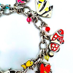 Brighton silver plated tropical fish various enamel colorscharm bracelet image 3