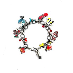 Brighton silver plated tropical fish various enamel colorscharm bracelet image 1