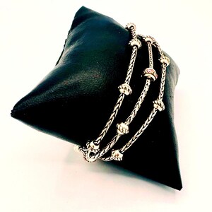 Brighton 3 strand silver tone chain & beaded bracelet; pink crystal heart charm image 6