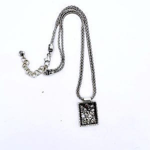 Brighton Silver art deco double strand w/ rectangle scrolling pendant necklace image 4